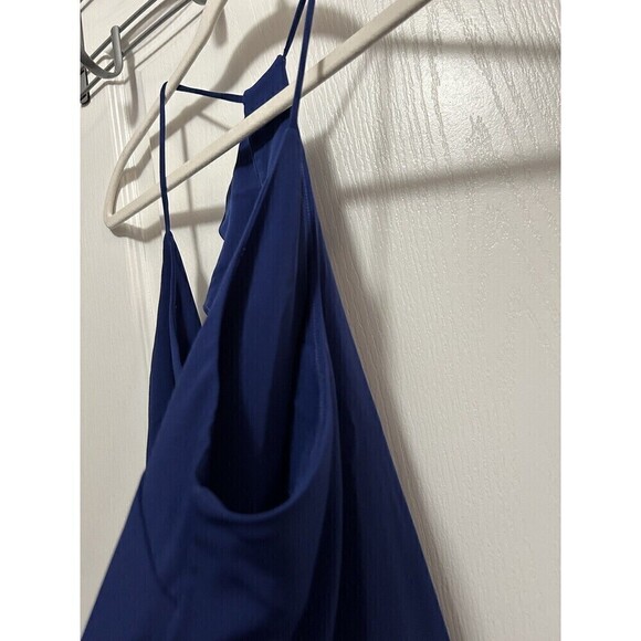 A by Amanda Uprichard Cascading Ruffle Dress in Blue Women’s Size M Sleeveless - Picture 8 of 15